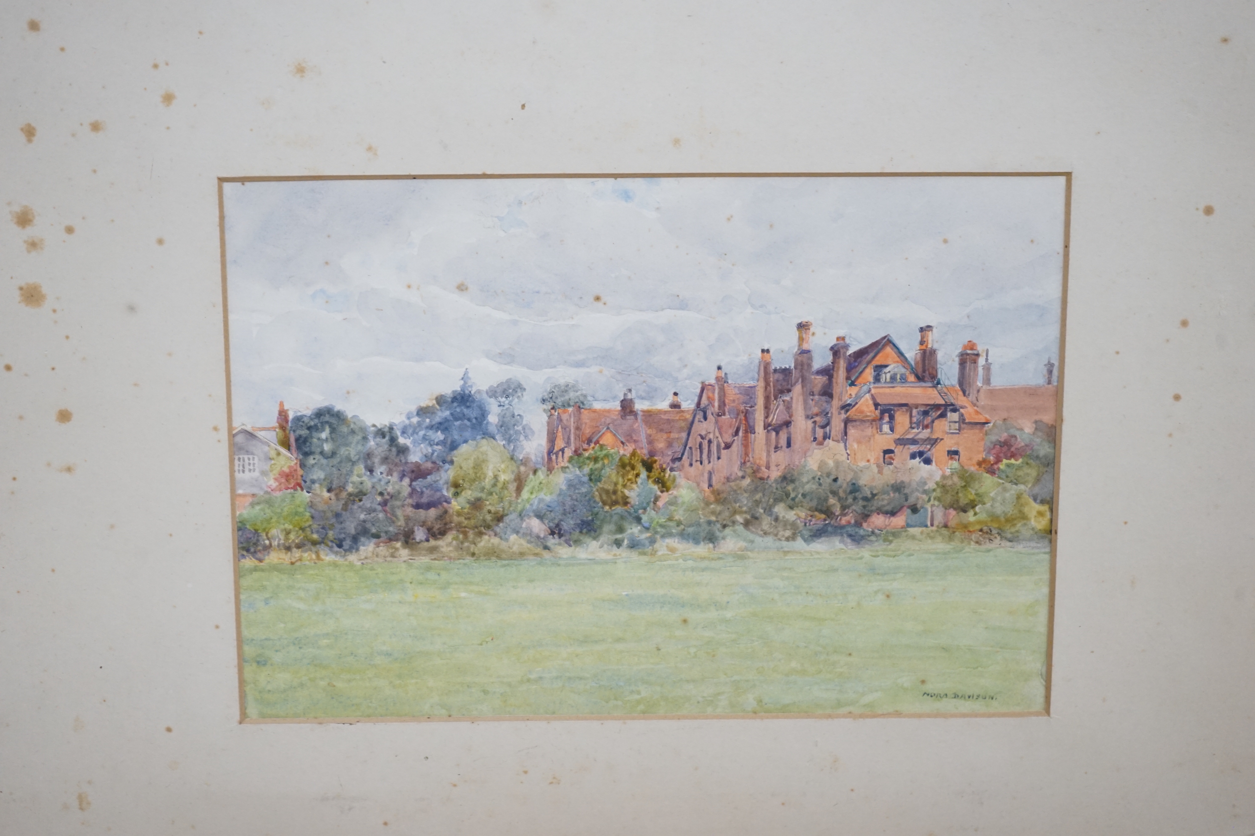 Nora Davison, (fl.1881-1905), watercolour, Eton College, Cotton Hall House, signed, mounted, unframed, 17 x 26cm